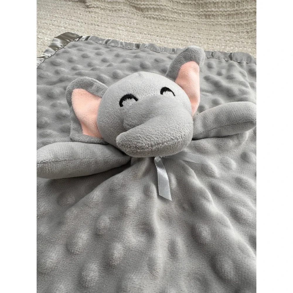 Pro Goleem Elephant Lovey Security Blanket 16x16 Gray Plush Stuffed Animal Toy‎
